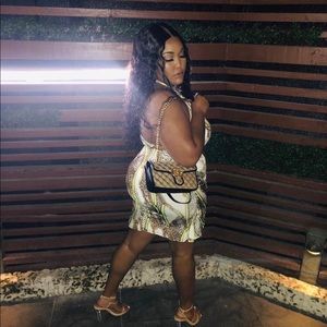 Lime & Tan Halter Dress